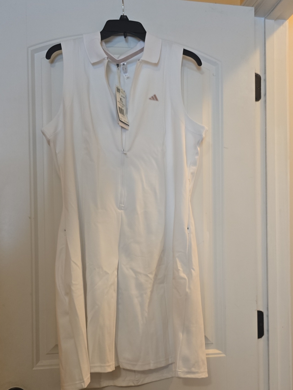 adidas White Sleeveless Zip-Front Tennis Dress